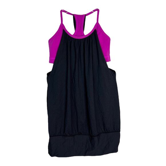 Lululemon No Limits Tank Top 2-in-1 Built In Shelf Bra Purple Black Womens 2/4 - Picture 1 of 5